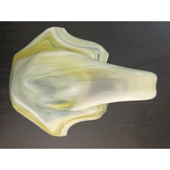 Vtg Art Glass Sooner Murano Style Swan Scalloped 6 Prong Small Beak Hand Blown - Picture 15 of 16